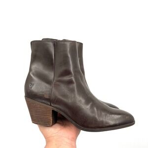 Frye Megan Ankle Bootie chocolate brown boots western coastal cowgirl boho 10